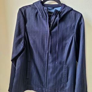 Betabrand Executive Hoodie, Size XL, Blue Pinstripe